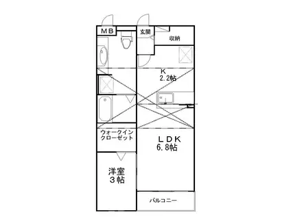 キャトル・セゾン駅前(1LDK/2階)の間取り写真