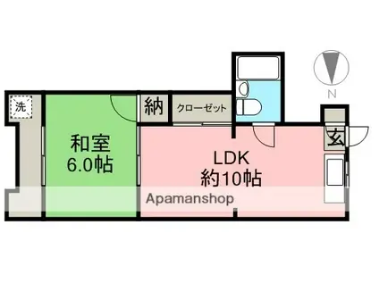 広栄マンションⅥ(1LDK/3階)の間取り写真