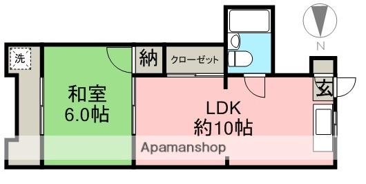 広栄マンションⅥ(1LDK/3階)の間取り写真