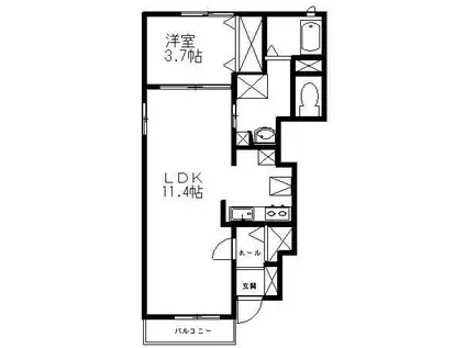 シュヴェスターⅡ(1LDK/1階)の間取り写真