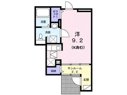 フロイデ KANAGEN Ⅲ(ワンルーム/1階)の間取り写真