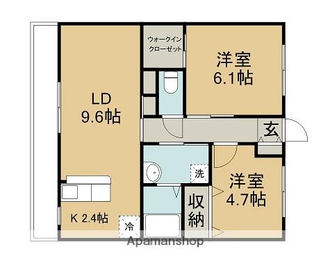 フレスコマンションⅡ(2LDK/2階)の間取り写真