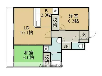 フレスコマンション(2LDK/2階)の間取り写真