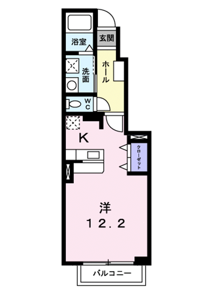 シャン・ド・フルール K(1K/1階)の間取り写真