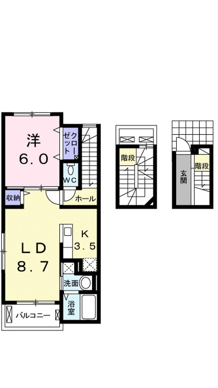 ルぺ・ヤシロ(1LDK/3階)の間取り写真
