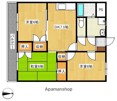 ムカイハイツⅠ(3DK/1階)の間取り写真