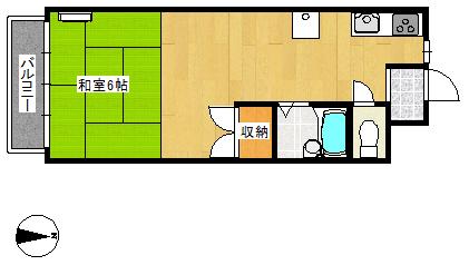 ヴィラモリオカNO2(ワンルーム/1階)の間取り写真