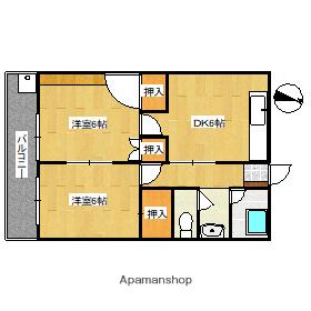 サンシャインコーポ第1(2DK/2階)の間取り写真