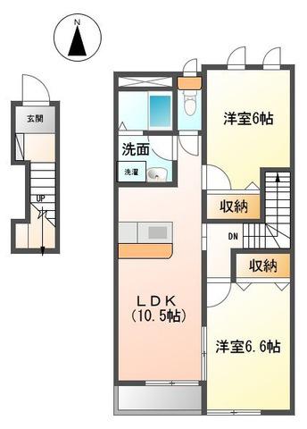 Jクレシア(2LDK/2階)の間取り写真