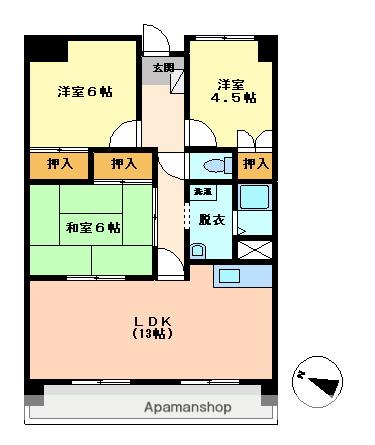 メゾンドマリノス(3LDK/2階)の間取り写真