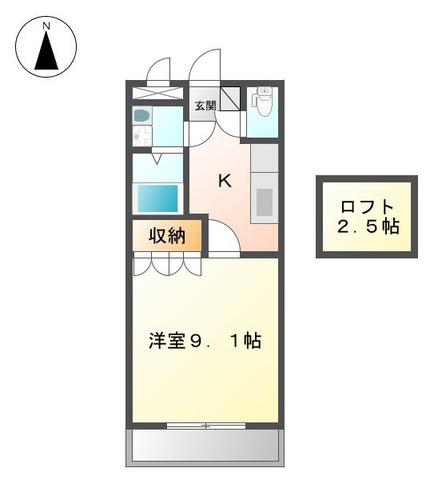 ヴェルパレス(1K/2階)の間取り写真