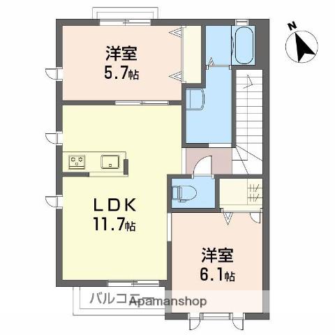 ブランシェヤマト(2LDK/2階)の間取り写真