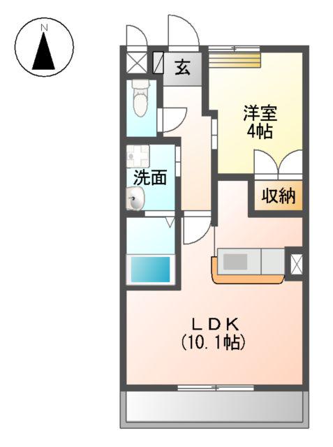 サンガーデン(1LDK/1階)の間取り写真