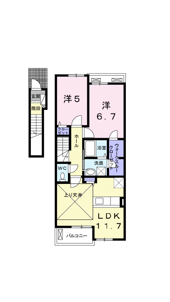 サングレイス(2LDK/2階)の間取り写真
