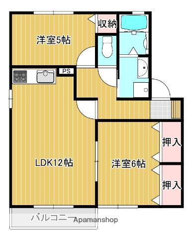 ハイツエスポワール(2LDK/2階)の間取り写真