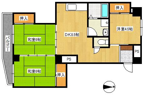 共済連職員(3DK/3階)の間取り写真