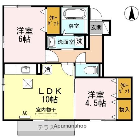 ソレイユ(2LDK/1階)の間取り写真