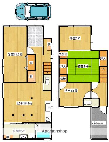 予讃線 伊予大洲駅 徒歩8分 2階建 築40年(4LDK)の間取り写真