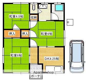 予讃線 新谷駅 徒歩37分 1階建 築46年(3K)の間取り写真
