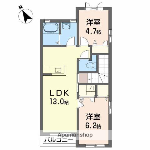 シーナ大洲(2LDK/2階)の間取り写真