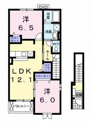 ゼファーB(2LDK/2階)の間取り写真