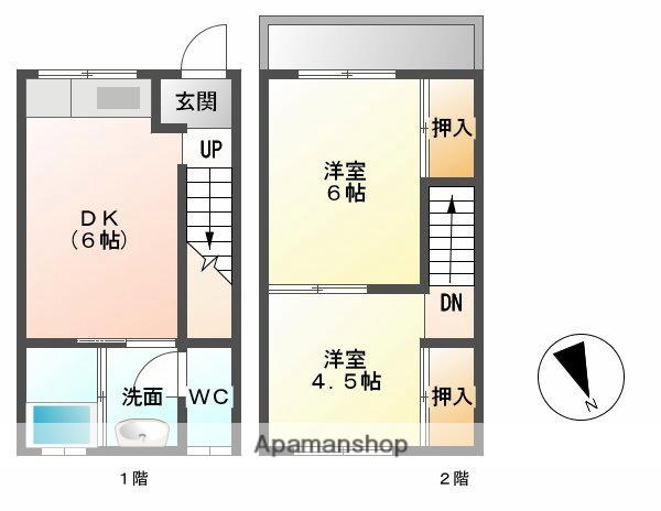 ホワイトコーポ(2DK/1階)の間取り写真