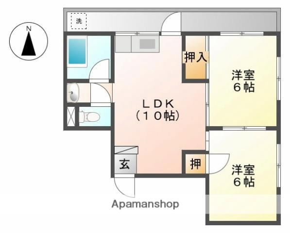 サクラハイツ(2DK/4階)の間取り写真