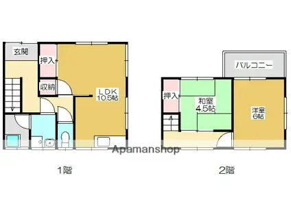 予讃線 宇和島駅 徒歩50分 2階建 築41年(2LDK)の間取り写真