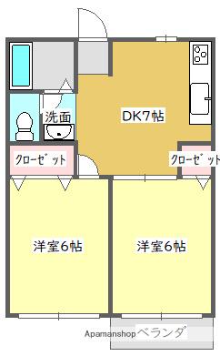 ヴァン・ヴェール(2DK/2階)の間取り写真