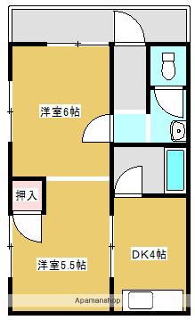 コーポ鶴島(2K/2階)の間取り写真