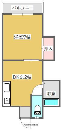 ルネッサンス天神(1DK/4階)の間取り写真