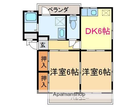 サイレントヒルⅡ(2DK/2階)の間取り写真