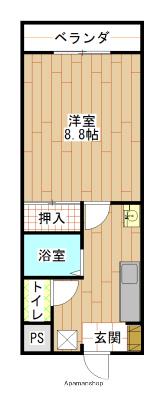 奈良川マンションⅡ(1K/2階)の間取り写真