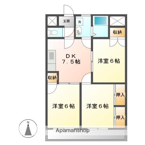 グリーンアート明倫館(3DK/3階)の間取り写真