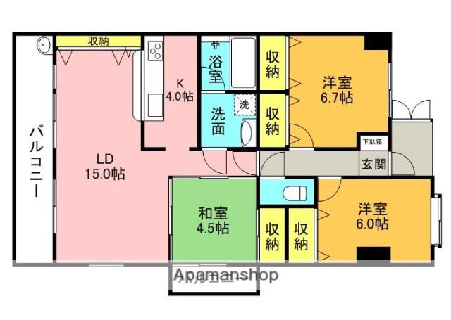 東雲マンション(3LDK/2階)の間取り写真