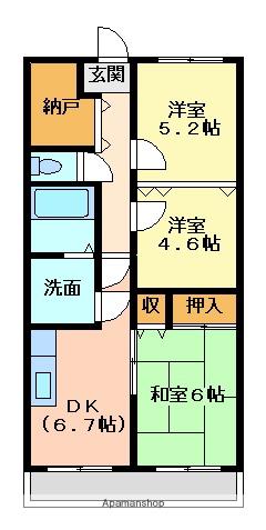 東雲マンション(3SDK/4階)の間取り写真