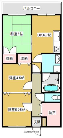 東雲マンション(3DK/4階)の間取り写真