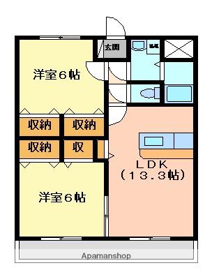 マリベール天河原(2LDK/3階)の間取り写真