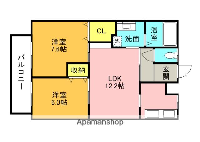 カーサ泉(2LDK/1階)の間取り写真