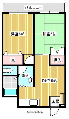 ポートサイド小笠原(2DK/1階)の間取り写真