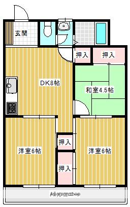 まるよマンション(3DK/4階)の間取り写真