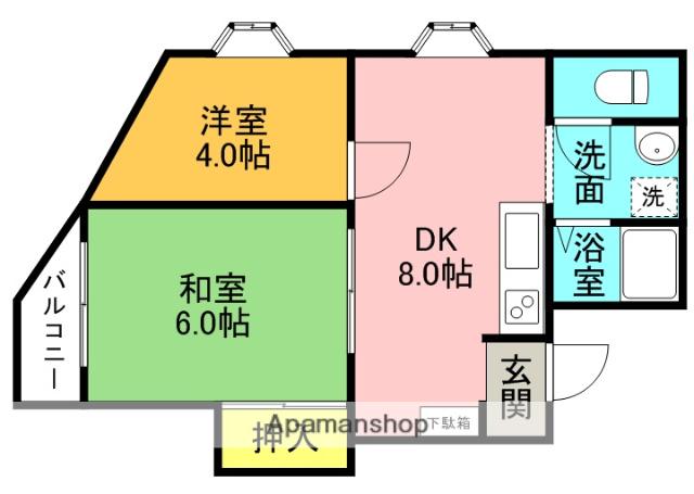 曽根ハイツ(2DK/4階)の間取り写真