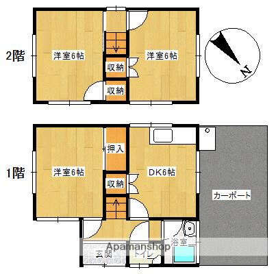 予讃線 宇和島駅 徒歩36分 2階建 築36年(3DK)の間取り写真