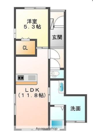 FOUR SEASONS賀古町(1LDK/1階)の間取り写真