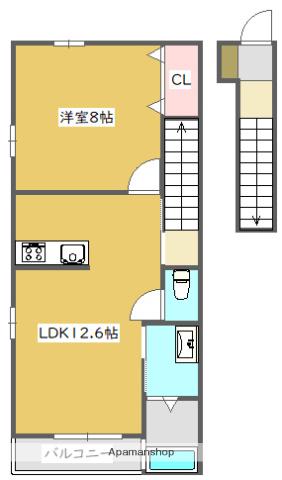 FOUR SEASONS 佐伯(1LDK/2階)の間取り写真