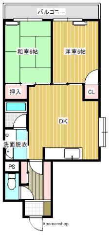 サウンドピア宇和Ⅲ(2DK/7階)の間取り写真