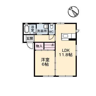 シャーメゾン中沢A棟(1LDK/1階)の間取り写真