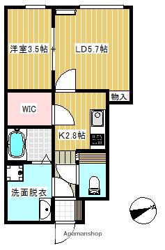 QUU御徒町(1LDK/1階)の間取り写真