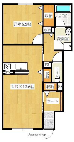プレミアス京町ⅡA(1LDK/1階)の間取り写真