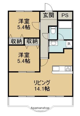 ブライムシャノン(2LDK/3階)の間取り写真